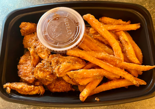 Turkey Burnt Ends with Sweet Potato Fries